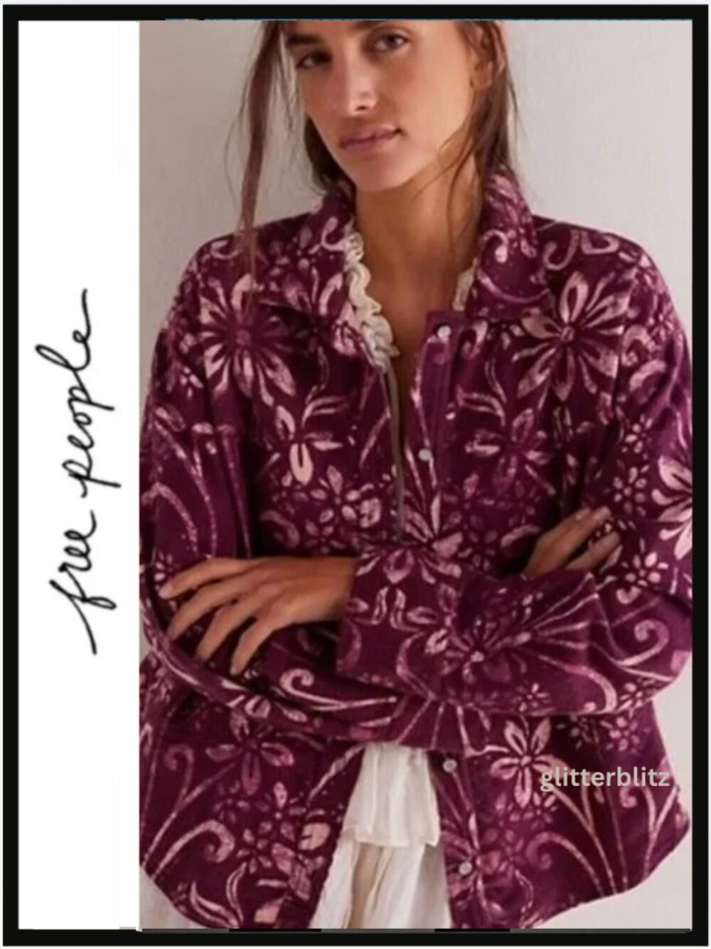Free People We The Free Calico Flannel Shirt Floral Printed Western